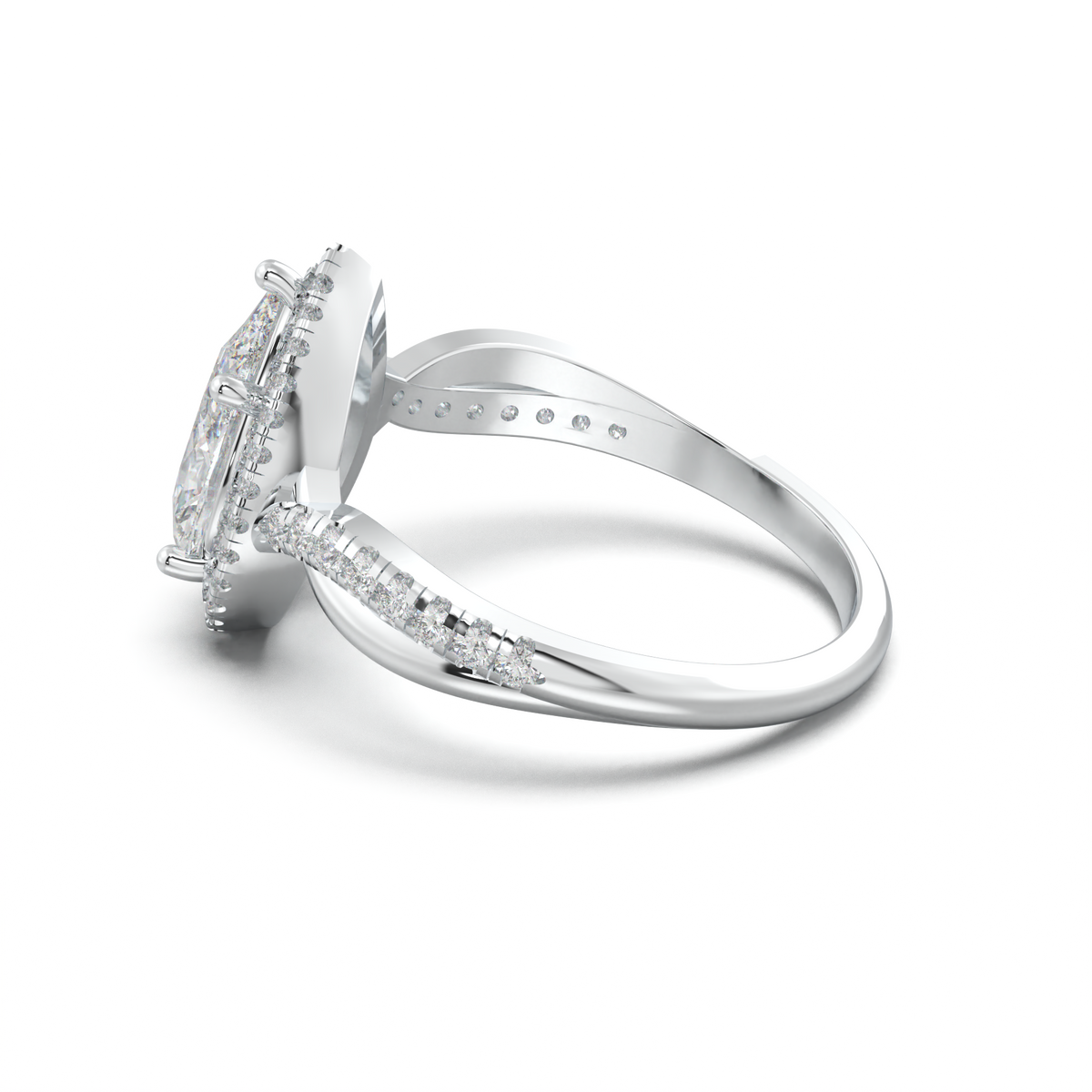 Pear Halo Twisted Pavé Engagement Ring
