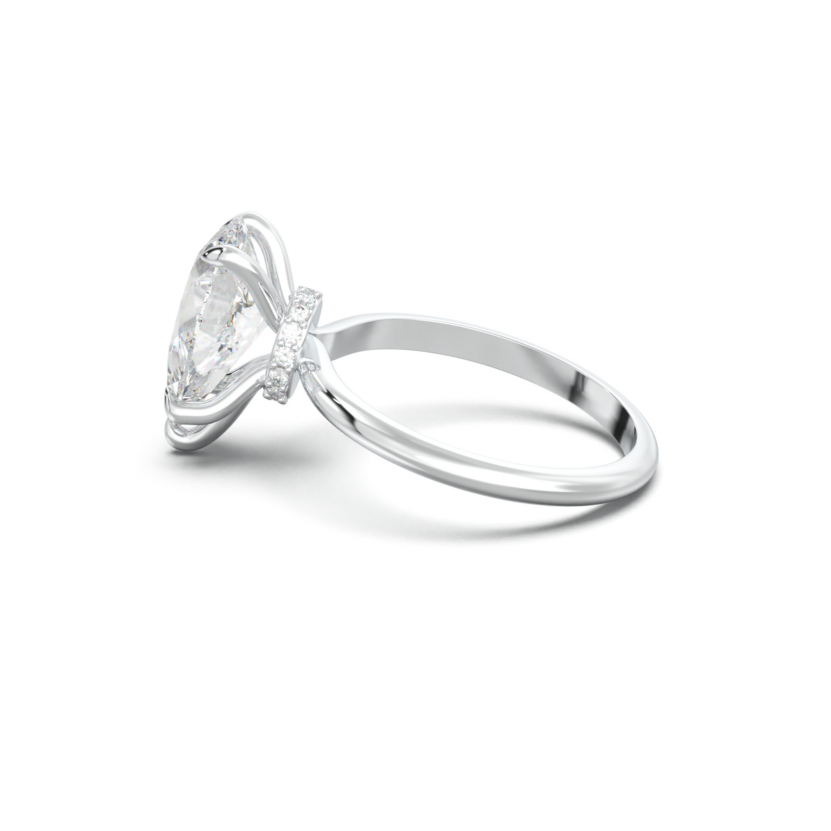 Pear Hidden Halo Engagement Ring