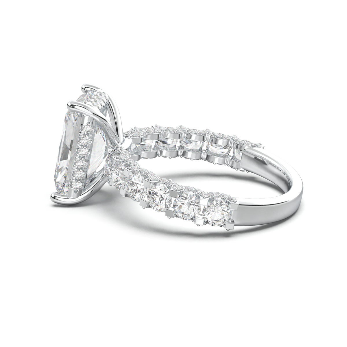 Radiant Diamond Band Engagement Ring
