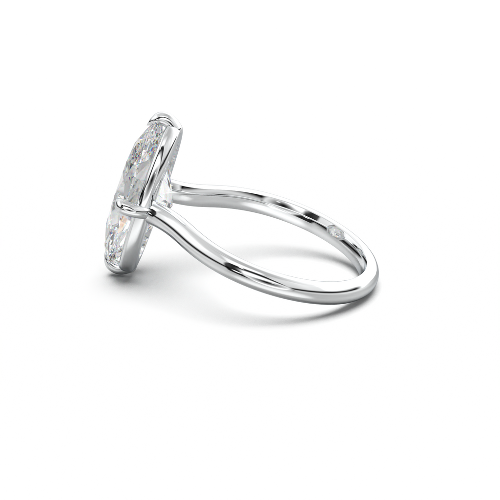 Elongated Moval Solitaire Engagement Ring
