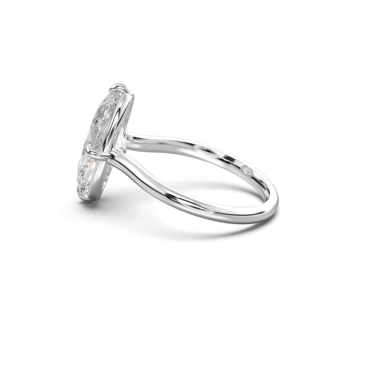 Elongated Moval Solitaire Engagement Ring