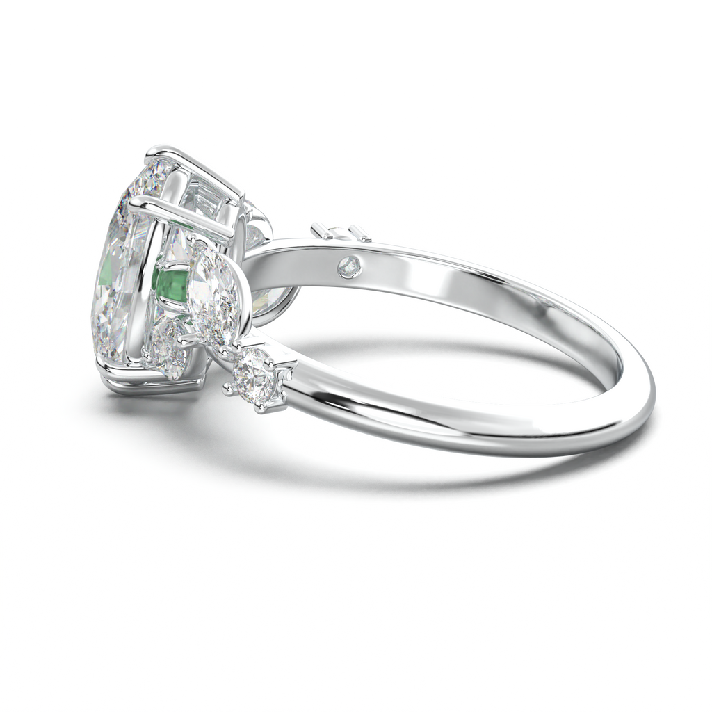 Oval Marquise-Accent Engagement Ring