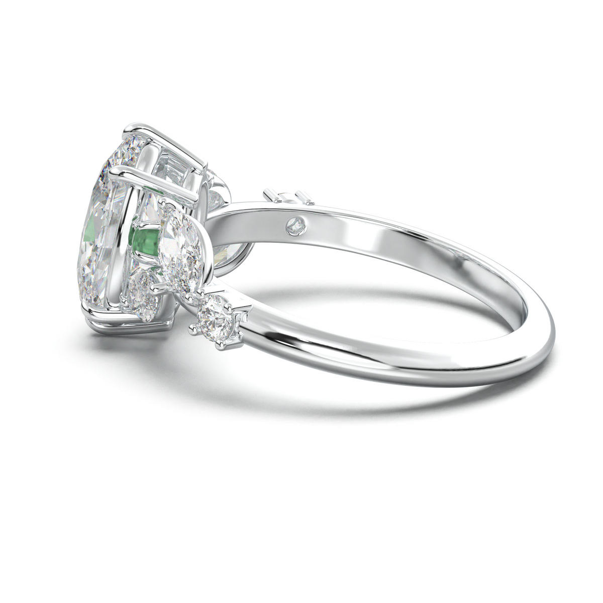 Oval Marquise-Accent Engagement Ring