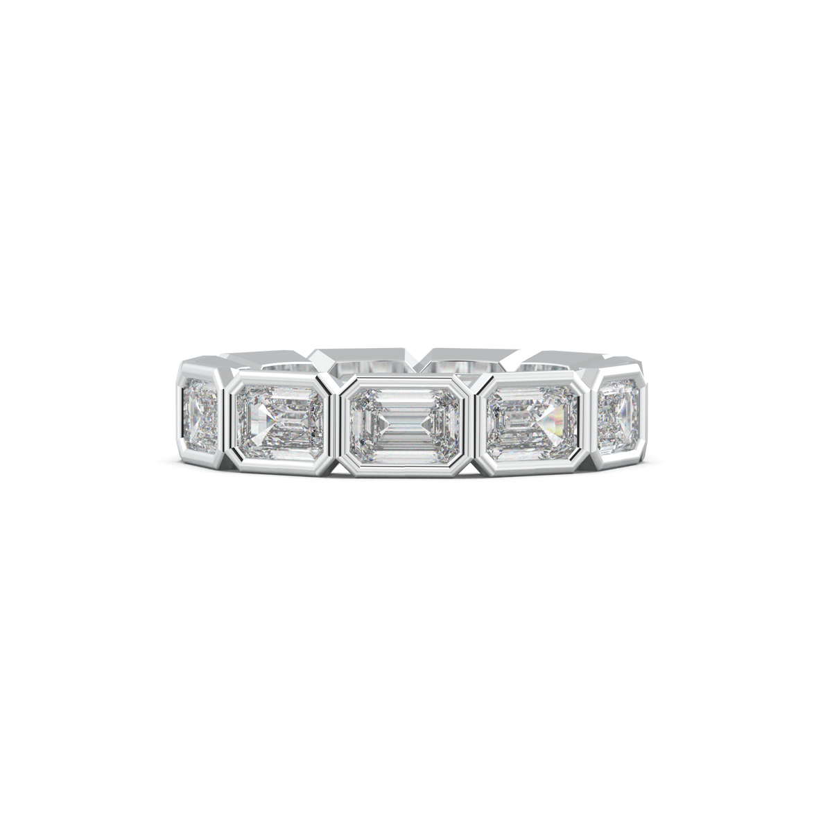 Emerald-Cut Bezel-Style Eternity Wedding Band
