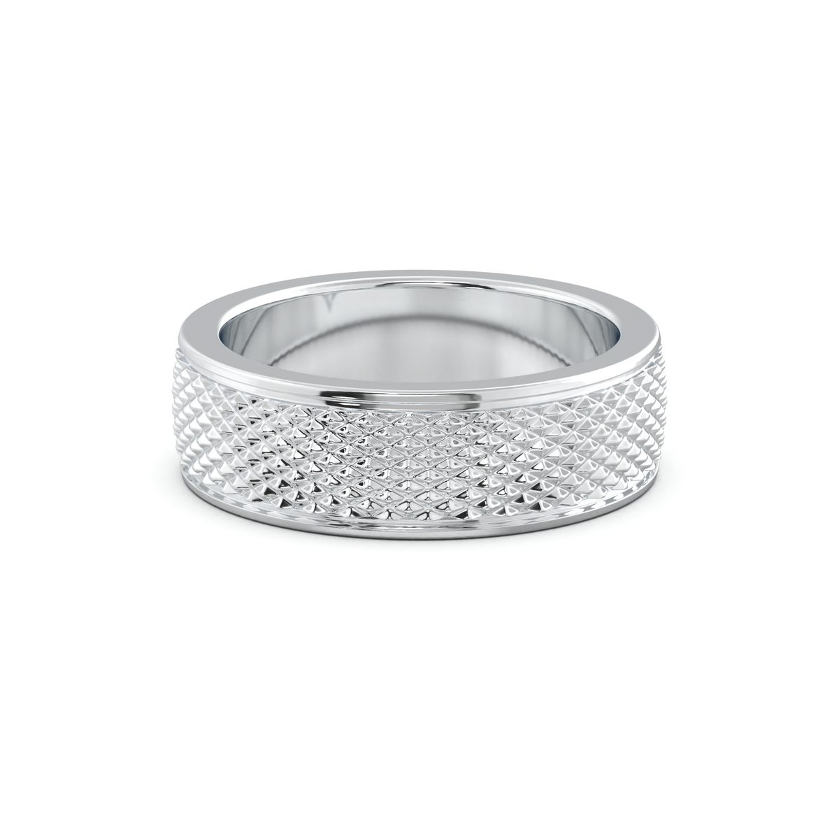 Diamond-Cut Textured Men's Wedding Band