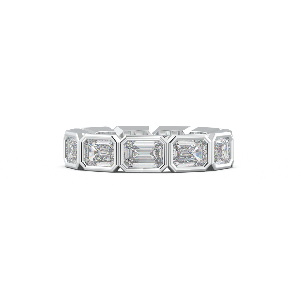 Emerald-Cut Bezel-Style Eternity Wedding Band
