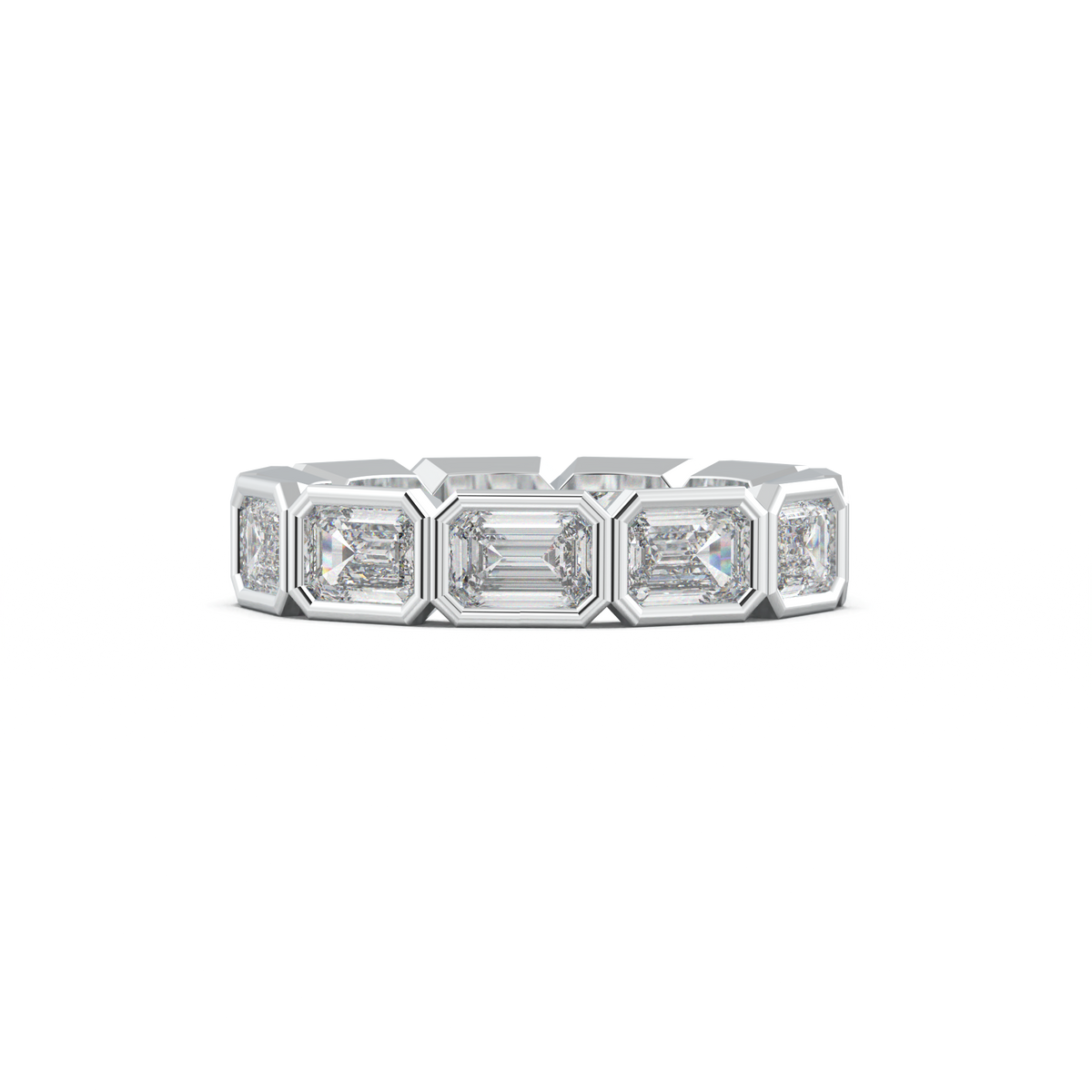 Emerald-Cut Bezel-Style Eternity Wedding Band
