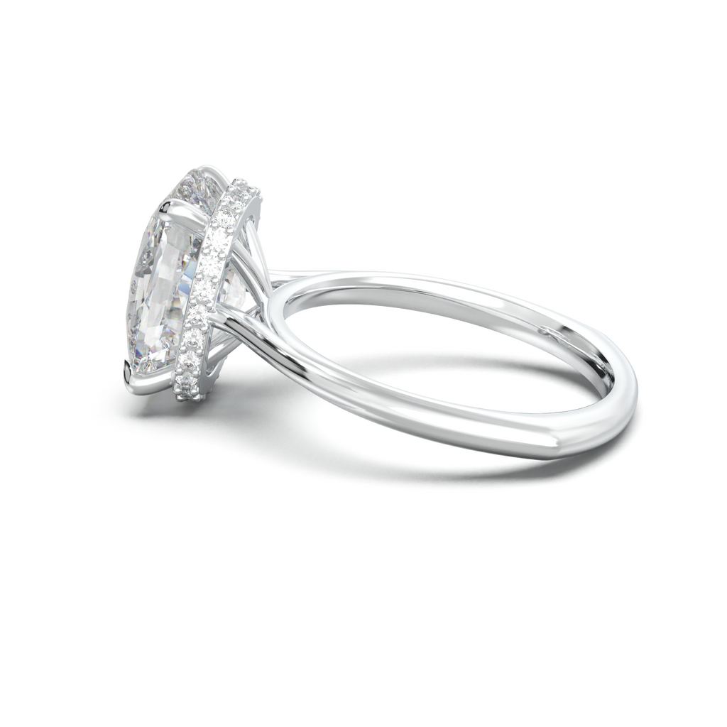 Cushion Hidden Halo Engagement Ring