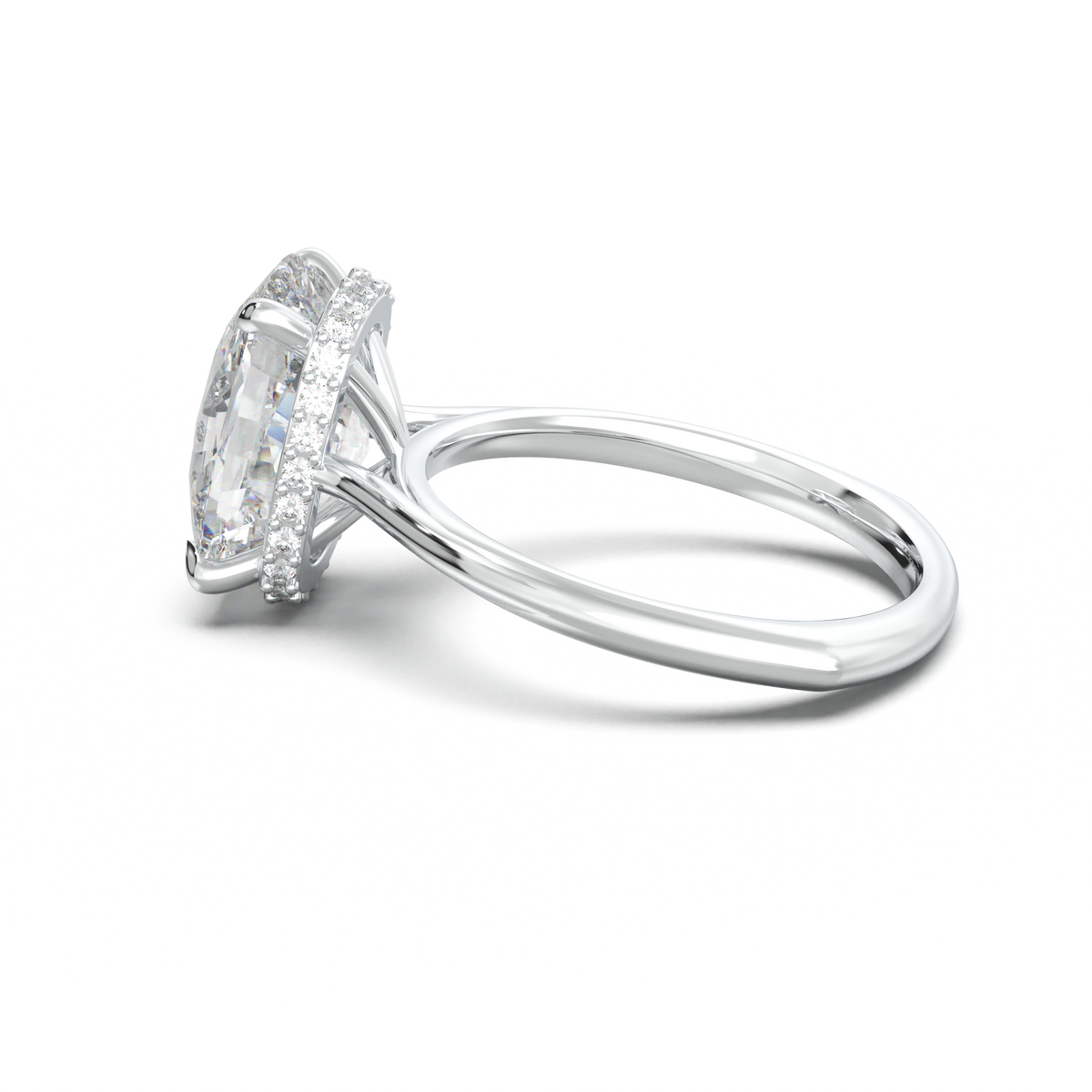 Cushion Hidden Halo Engagement Ring