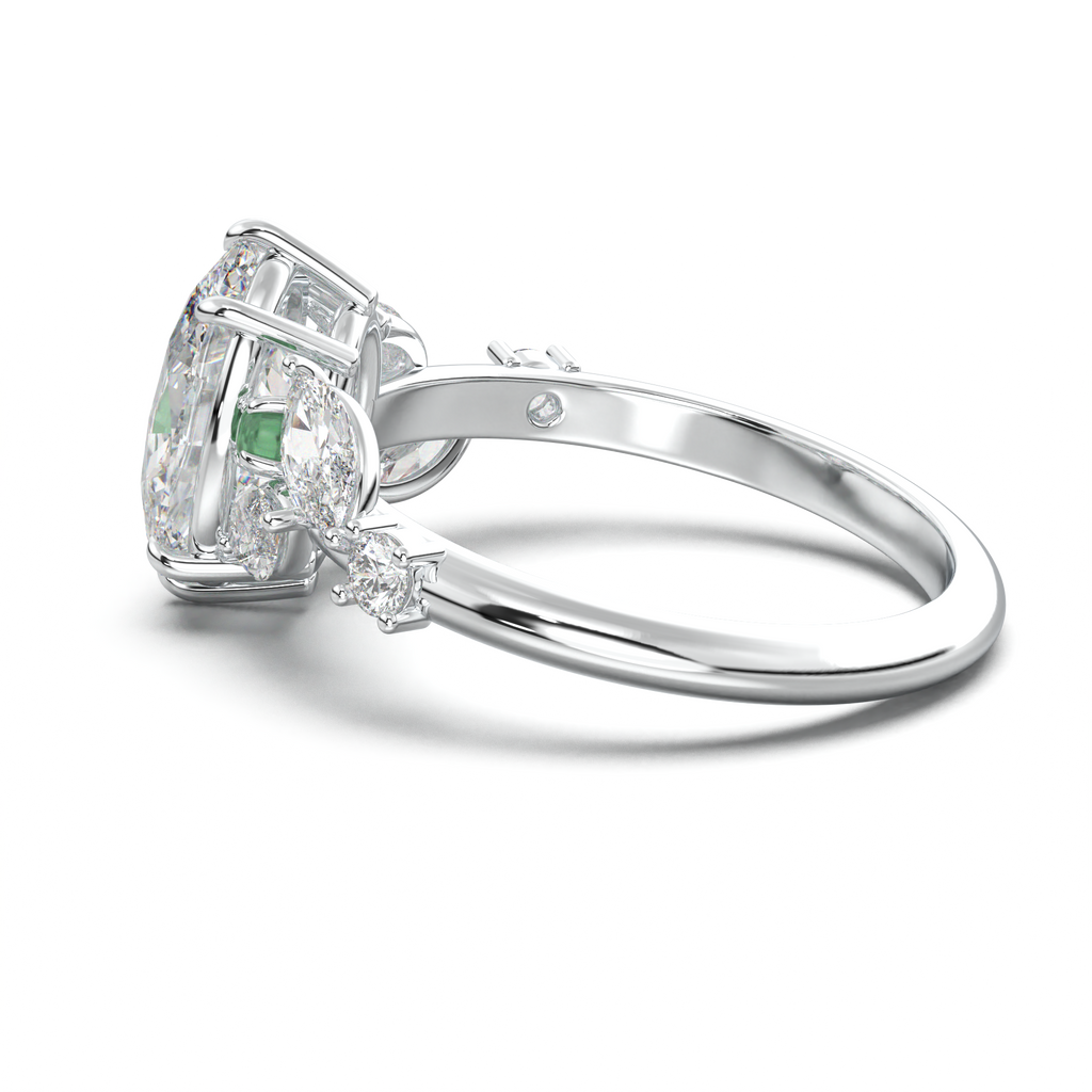 Oval Marquise-Accent Engagement Ring