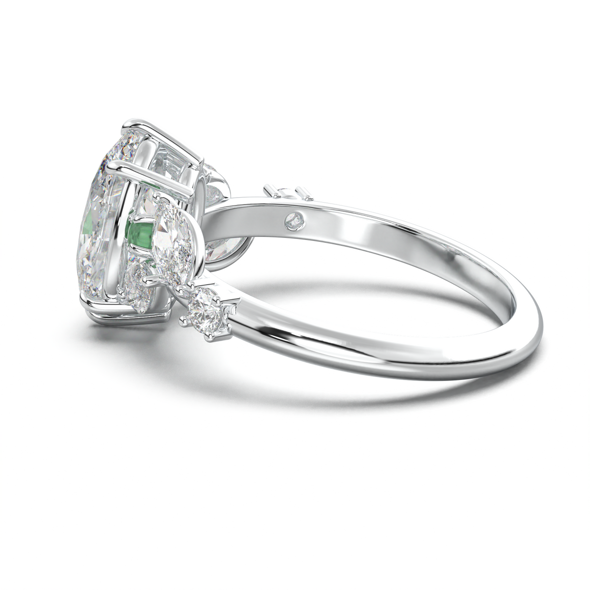 Oval Marquise-Accent Engagement Ring