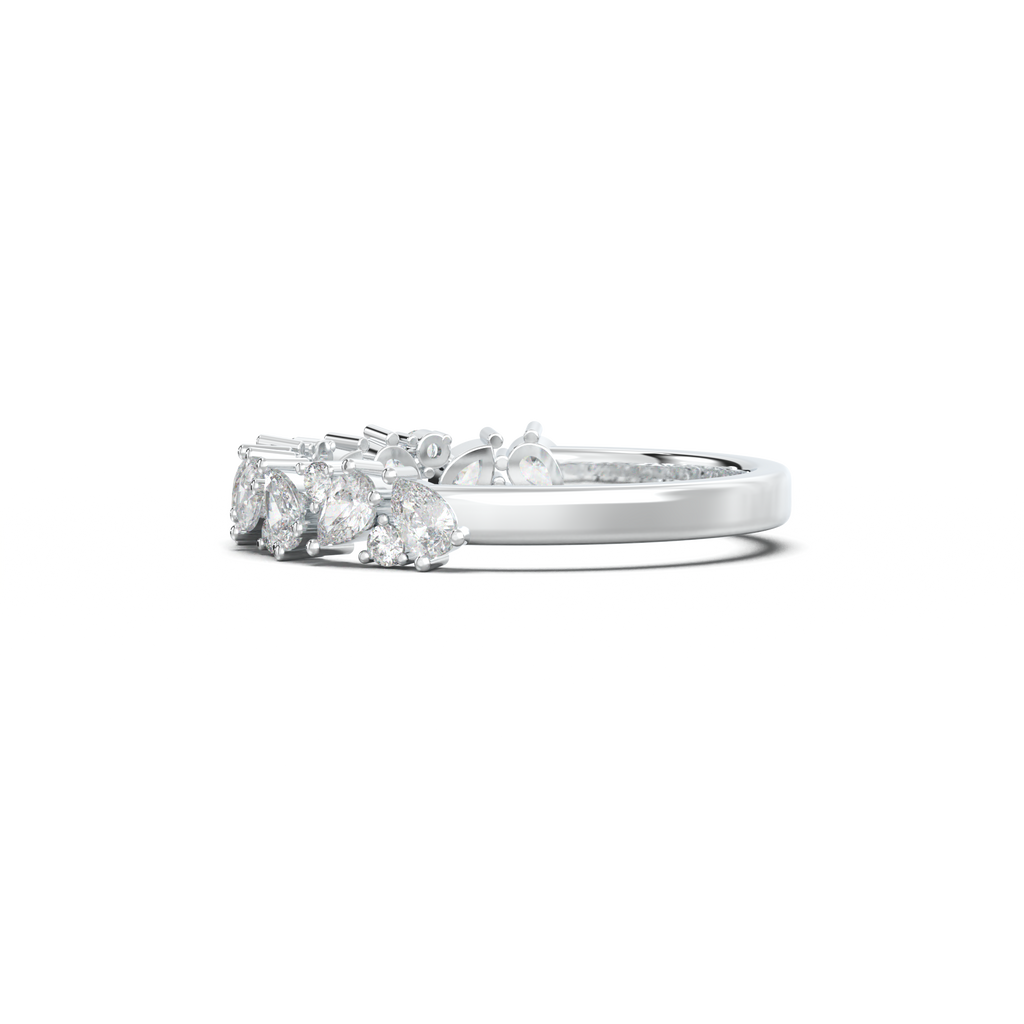 Alternating Pear & Round Half-Eternity Wedding Band