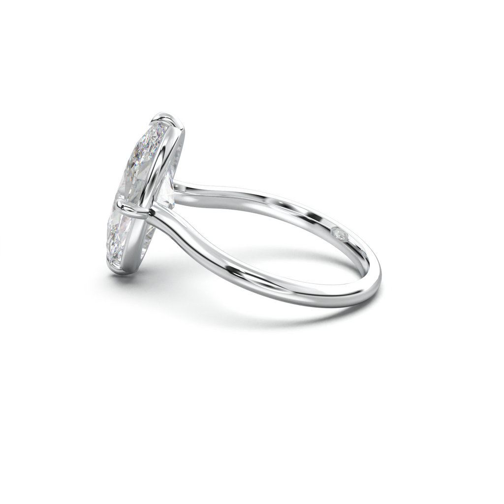 Elongated Moval Solitaire Engagement Ring
