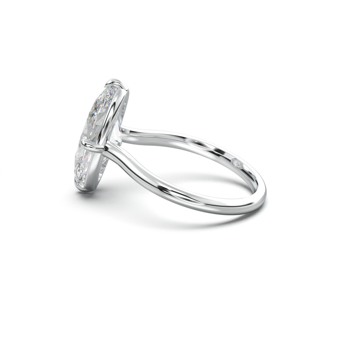 Elongated Moval Solitaire Engagement Ring