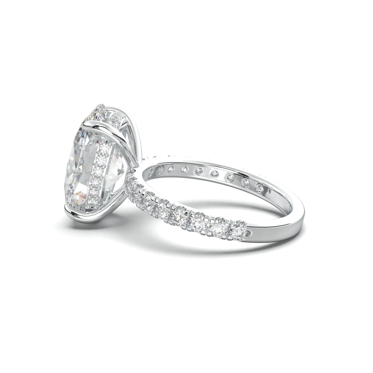 Oval Pavé Hidden Halo Engagement Ring