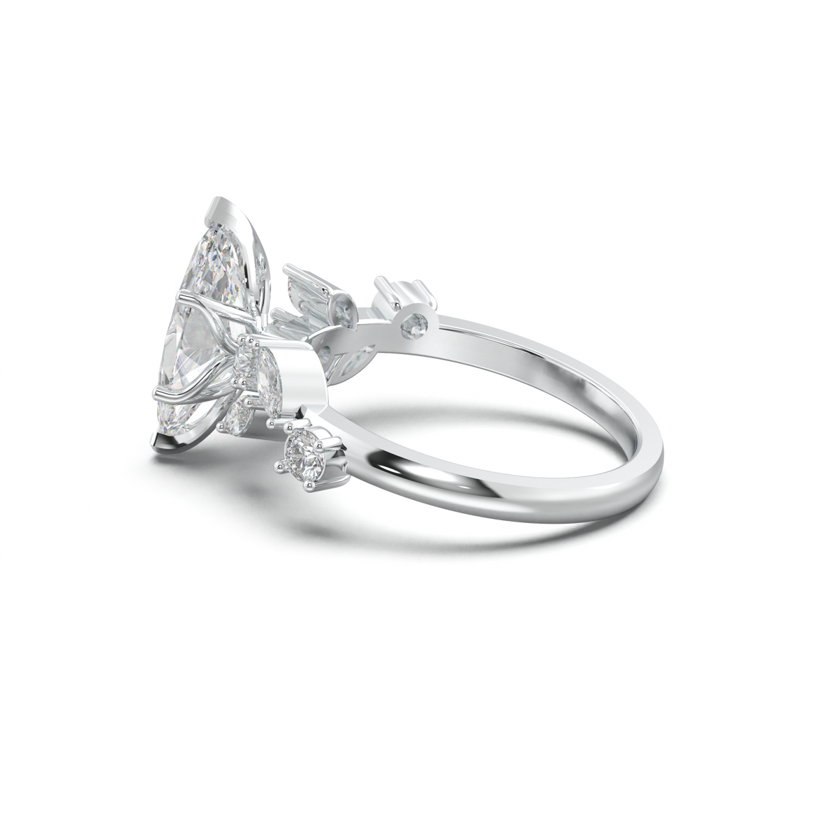 Marquise Mixed Side-Stone Engagement Ring