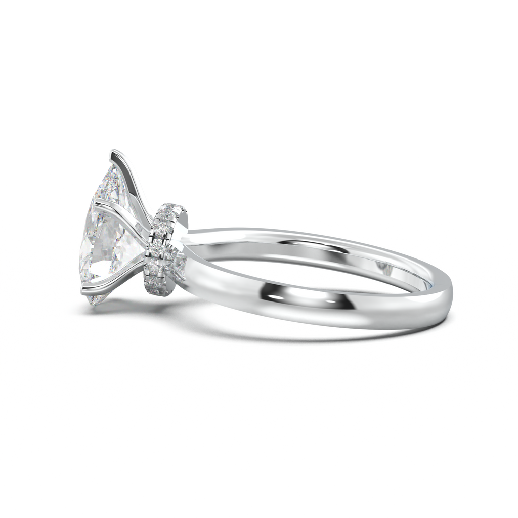 Pear Hidden Halo Engagement Ring