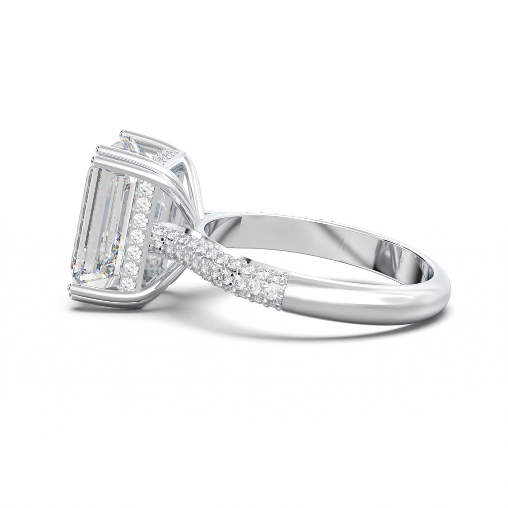 Emerald Double Pavé Engagement Ring
