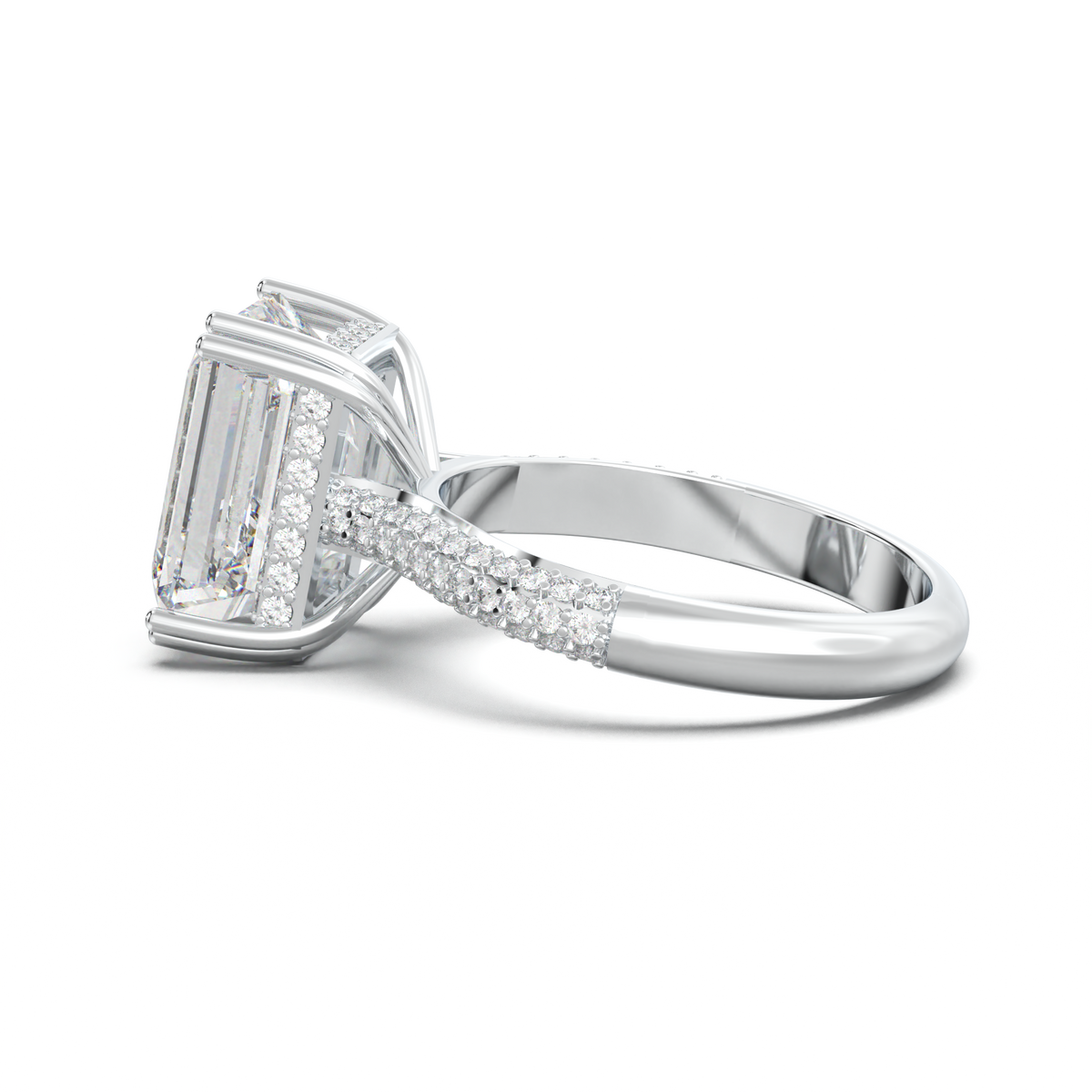 Emerald Double Pavé Engagement Ring