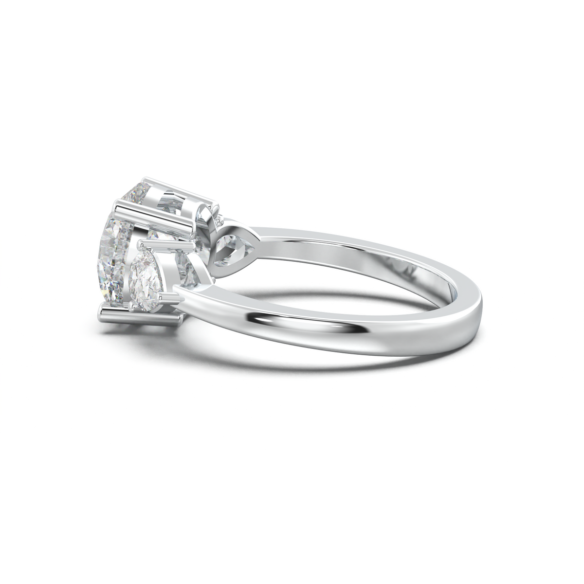 Round Pear Three-Stone Engagement Ring
