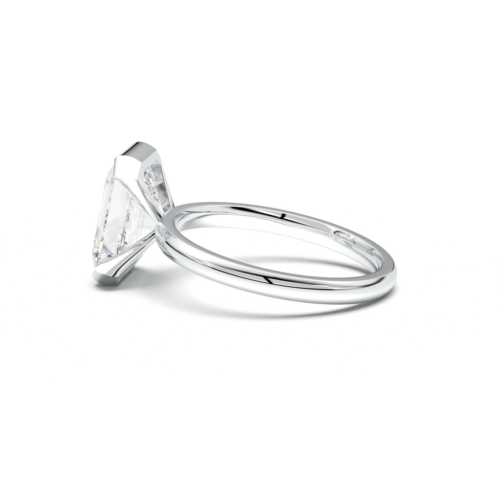 Emerald Cut Half-Bezel Engagement Ring