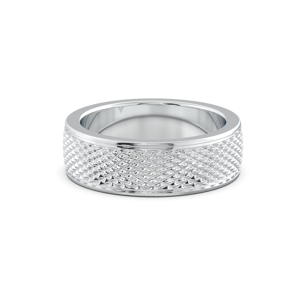 Diamond-Cut Textured Men's Wedding Band