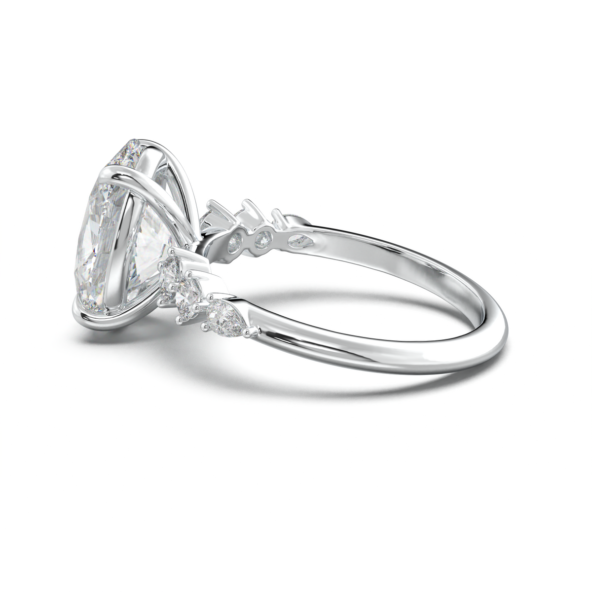 Oval Pear-Accent Engagement Ring