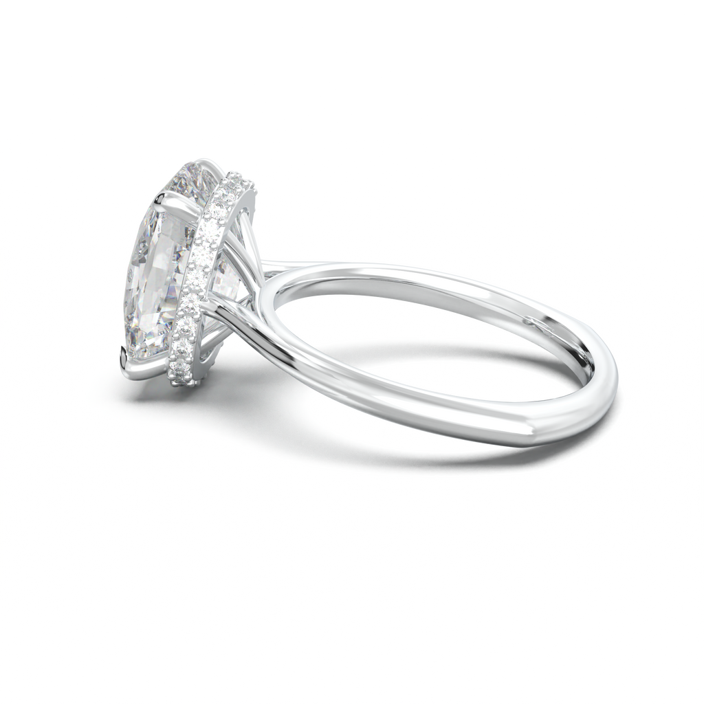 Cushion Hidden Halo Engagement Ring