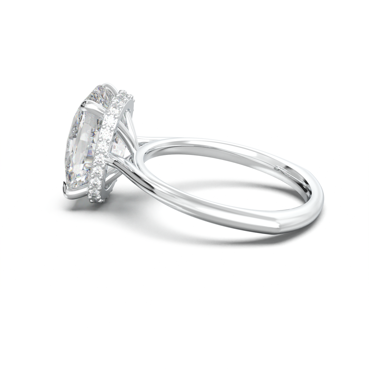 Cushion Hidden Halo Engagement Ring