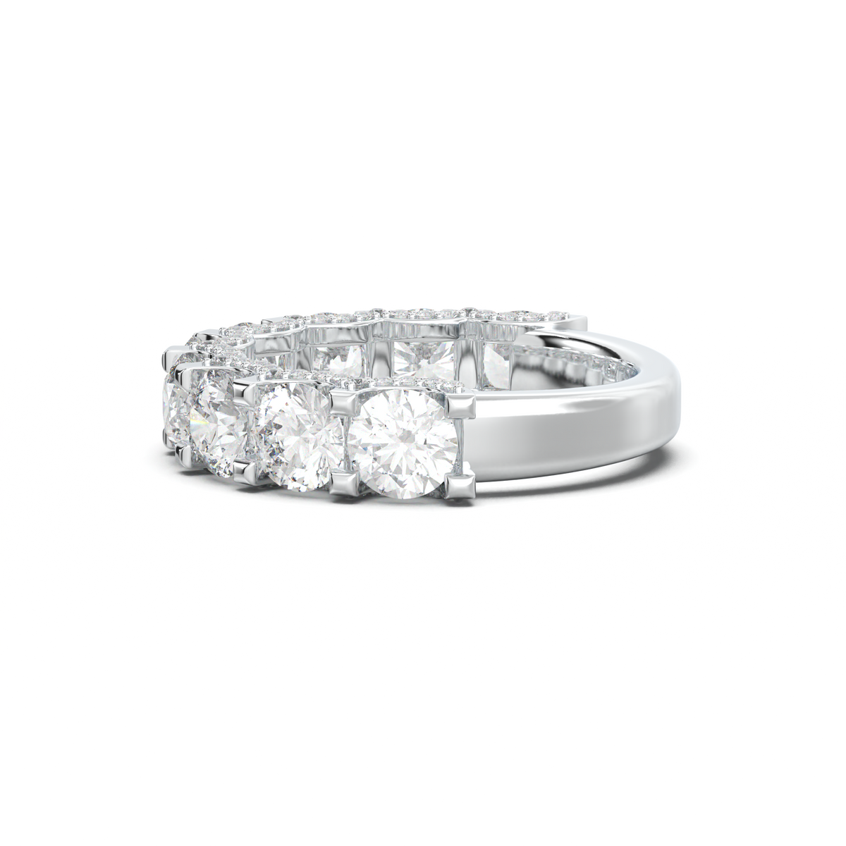Round Diamond Pavé-Edge Wedding Band