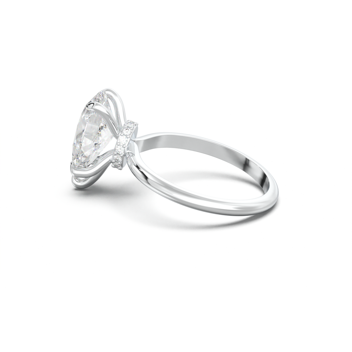Pear Hidden Halo Engagement Ring