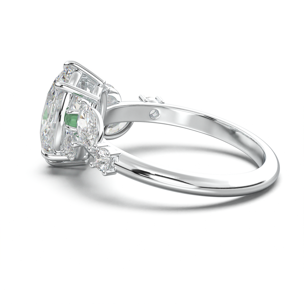 Oval Marquise-Accent Engagement Ring