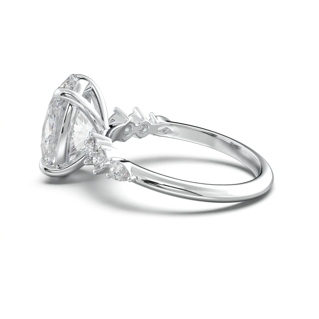 Oval Pear-Accent Engagement Ring