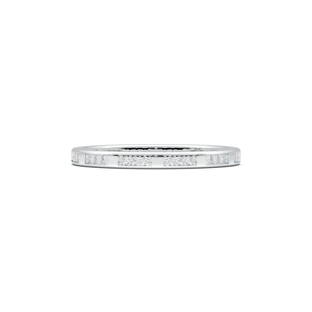 Geometric Round Diamond Wedding Band