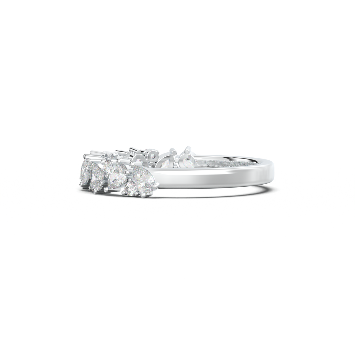 Alternating Pear & Round Half-Eternity Wedding Band