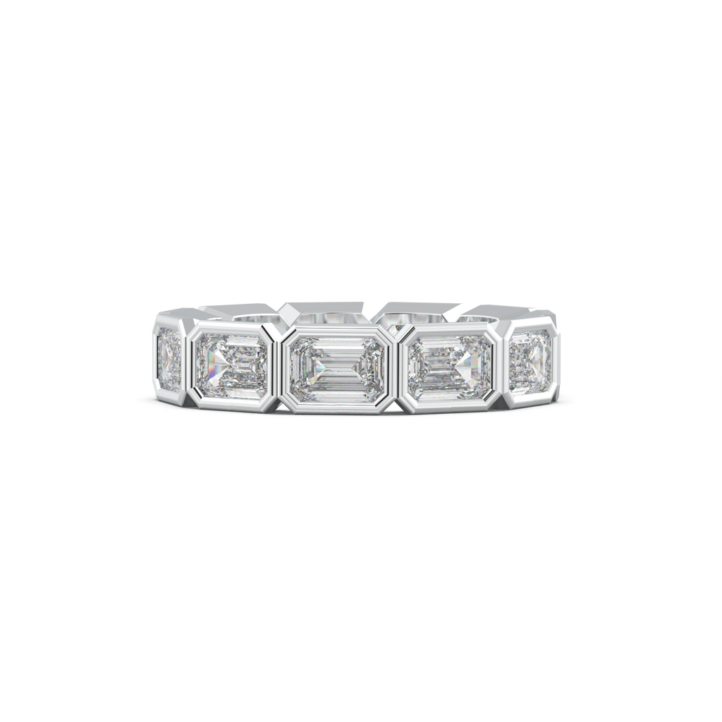 Emerald-Cut Bezel-Style Eternity Wedding Band