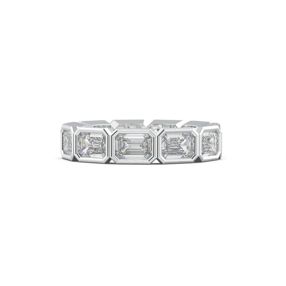 Emerald-Cut Bezel-Style Eternity Wedding Band