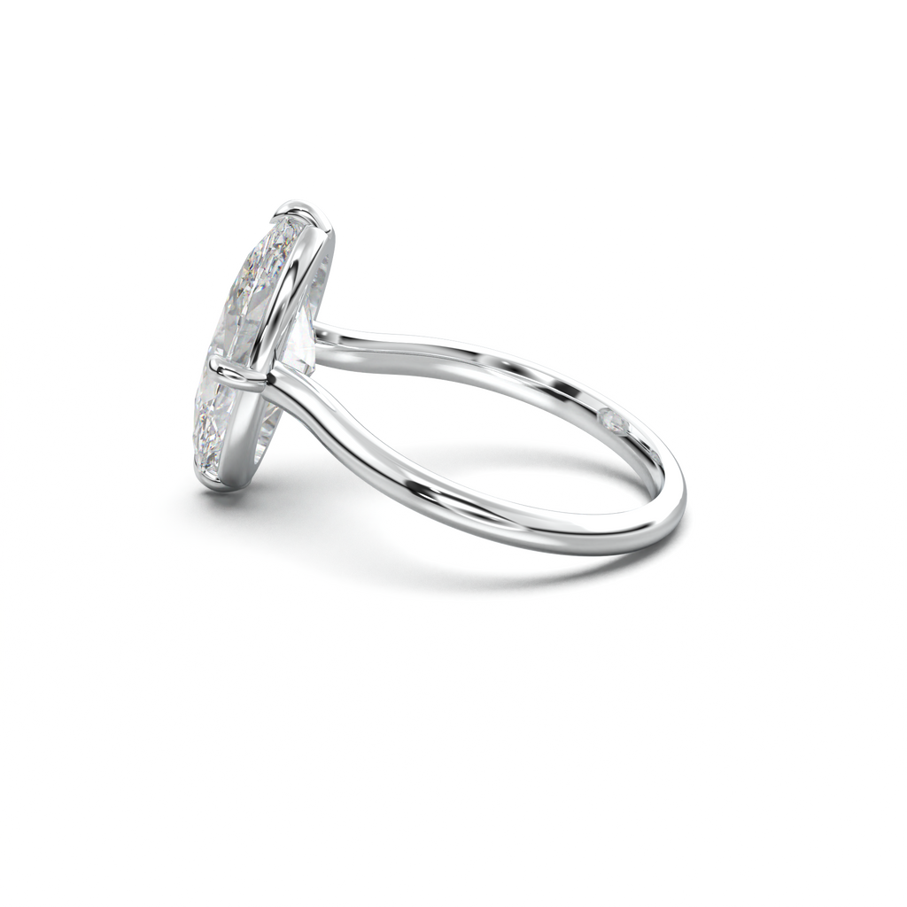 Elongated Moval Solitaire Engagement Ring