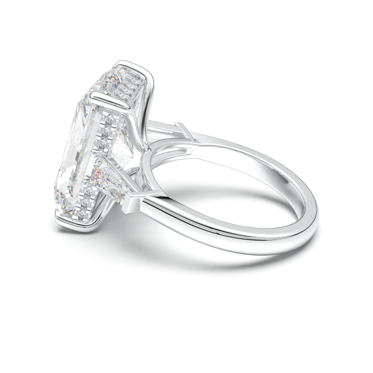 Radiant Baguette Hidden Halo Engagement Ring