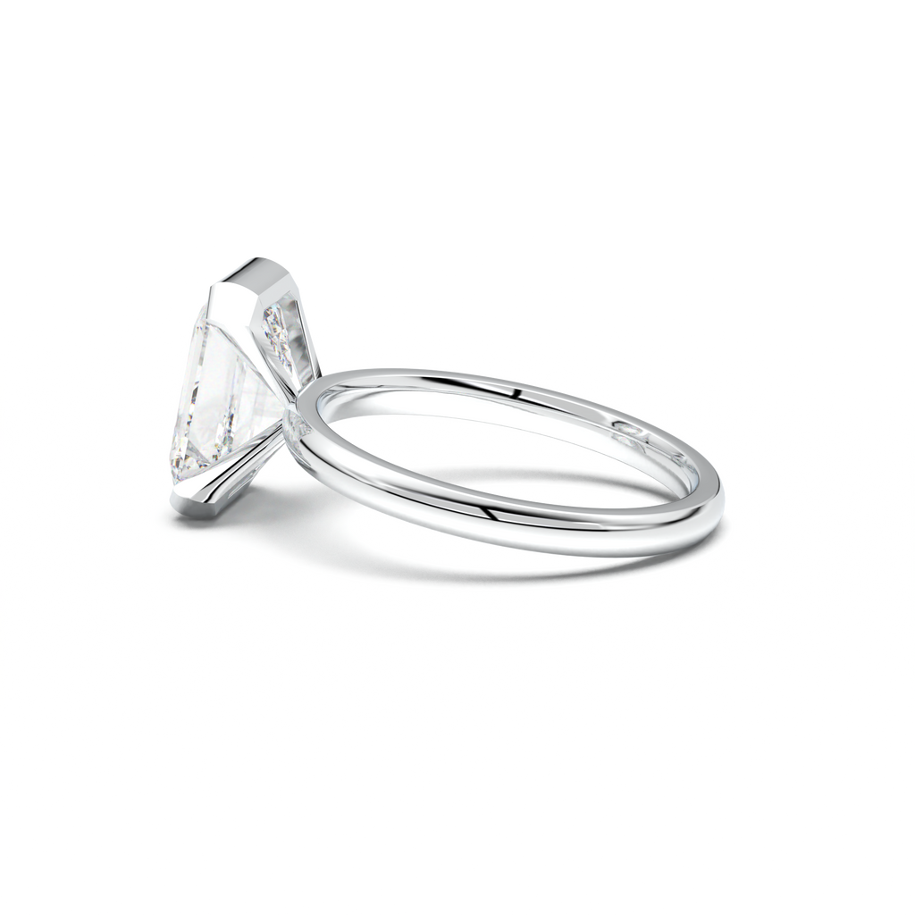 Emerald Cut Half-Bezel Engagement Ring