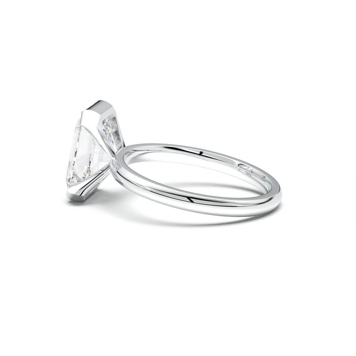 Emerald Cut Half-Bezel Engagement Ring