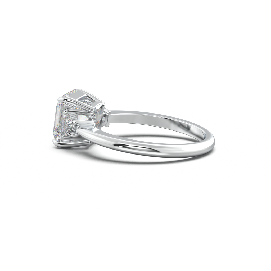 Asscher Baguette Three-Stone Engagement Ring