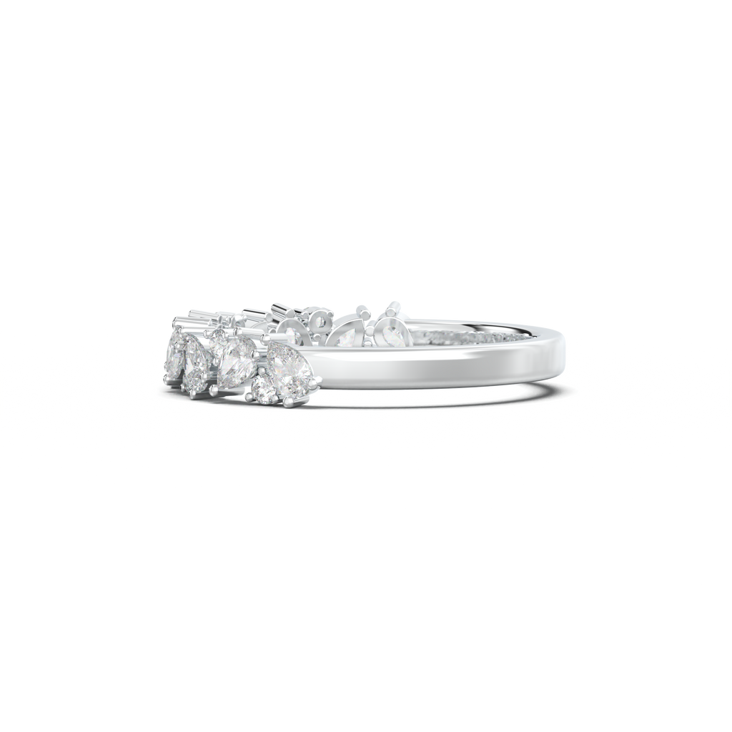 Alternating Pear & Round Half-Eternity Wedding Band
