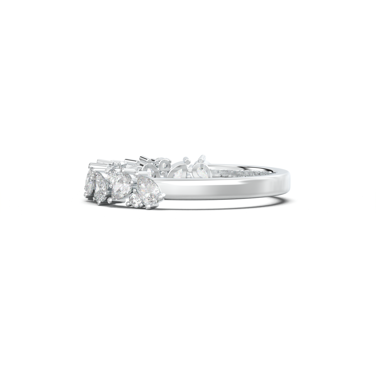 Alternating Pear & Round Half-Eternity Wedding Band