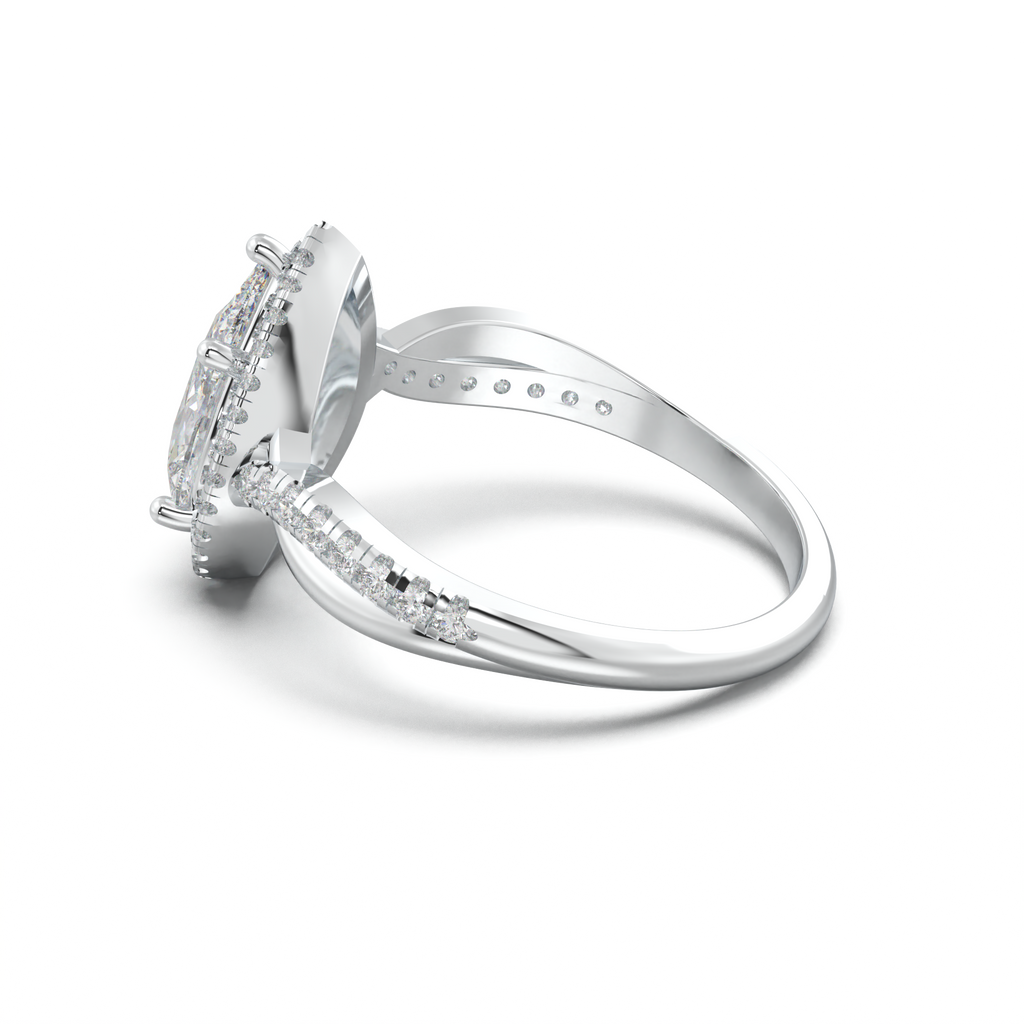 Pear Halo Twisted Pavé Engagement Ring