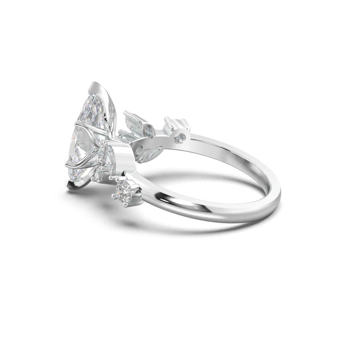 Marquise Mixed Side-Stone Engagement Ring