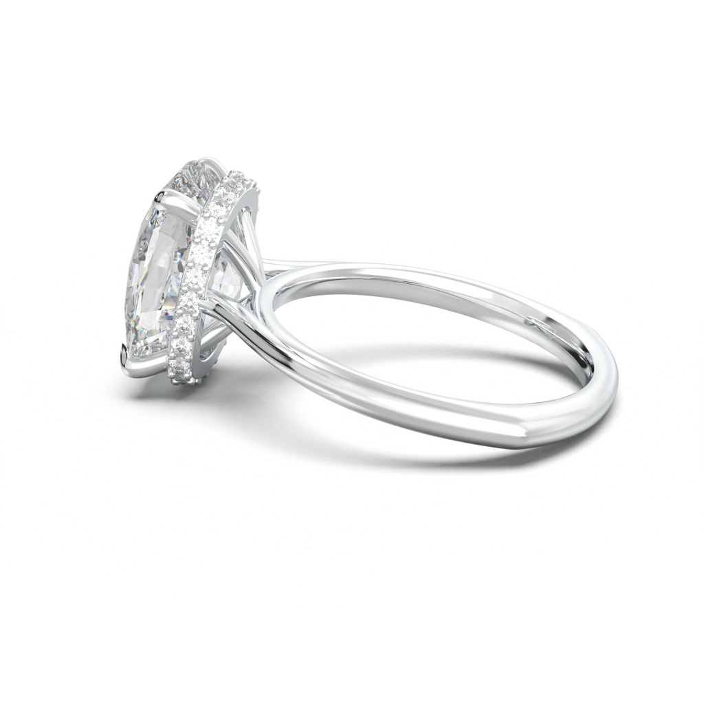 Cushion Hidden Halo Engagement Ring