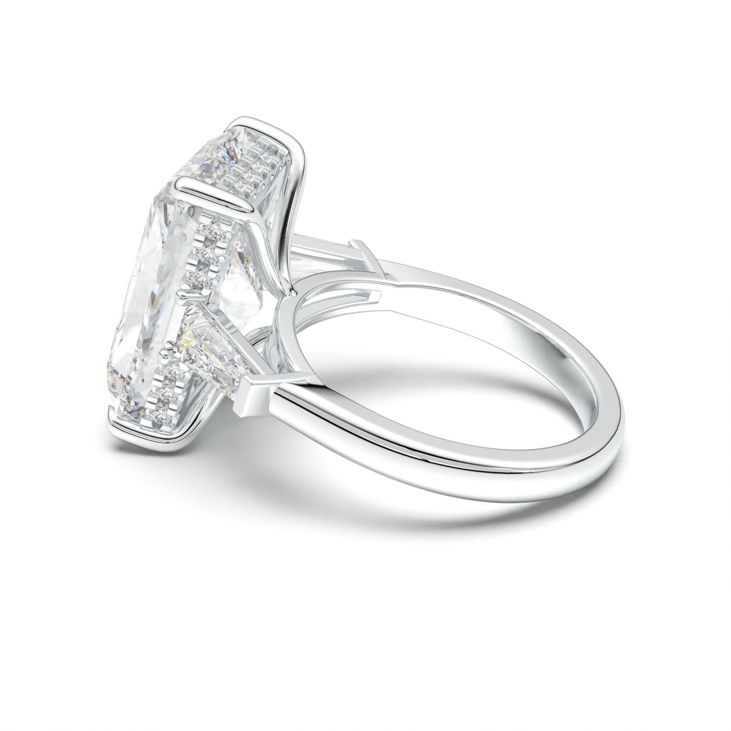 Radiant Baguette Hidden Halo Engagement Ring
