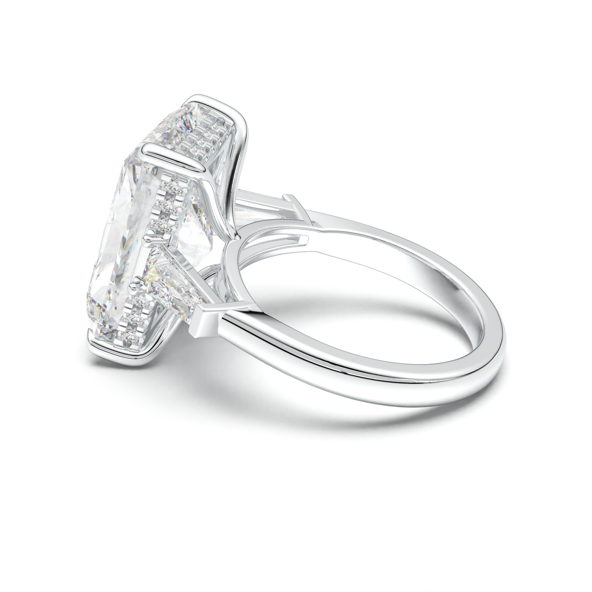 Radiant Baguette Hidden Halo Engagement Ring