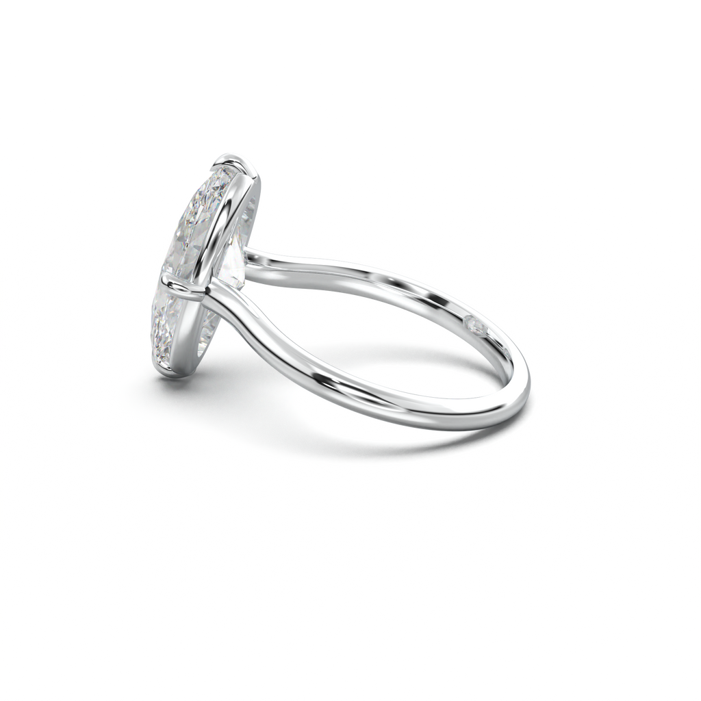 Elongated Moval Solitaire Engagement Ring